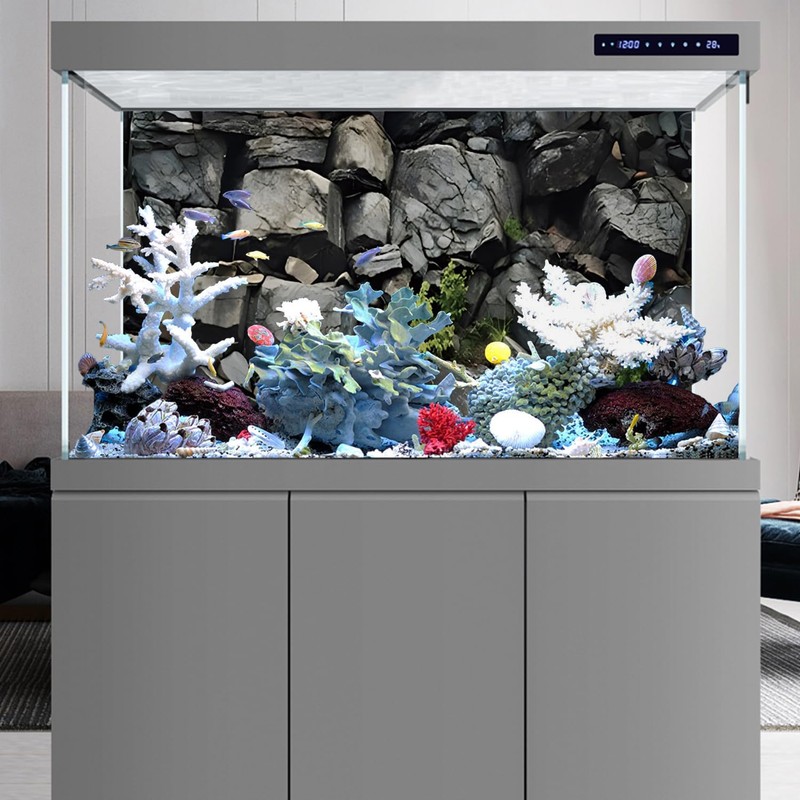AWERT 48x24 inches Stone Aquarium Background Grey Rock Fish Tank