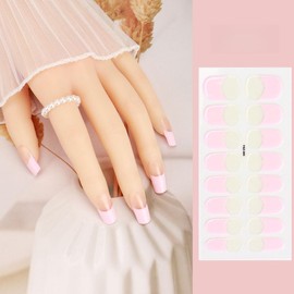 French Style Nail Seal, Stick On, Gel Nail Seal, Hardening Type (16 Pieces) Nail Seal, Gel Nail Design, Nail Wrap, For Hands, Long Lasting, Gel Nail Seal, Cute Popular Design, Easy Off (Pink, One