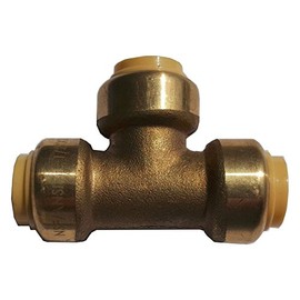 1 PIECE XFITTING 1" X 1" X 1" PUSH FIT TEE, CERTIFIED TO NSF ANSI61 BRASS, PLUMBING FITTING FOR COPPER, PEX, CPVC