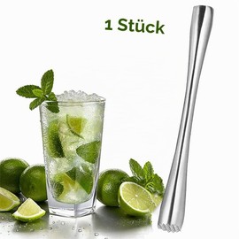 QQRR Cocktail Pestle Made of Stainless Steel, Cocktail Muddler, Pestle Bartending Tools, for Cocktail Puree Made of Natural Mint, Lime and Citrus Fruits (26 cm/10.2 inches)
