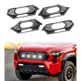 BreTrewri Front Grille Grill lights for 2024 2025 Tacoma TR D Off Road Sport OEM Grill Led Grill Light For Tacoma accessories,white,4PCS (24Tacoma-Off Road-W)