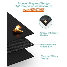 FIREWESS Heat Shield Behind Grill 3'x4' Heat Shield Mat for Wall, Deck Fence, Railing, Grill and Refrigerator, Heavy Duty Fireproof Cover and Screen Protect Deck Railing from Grill