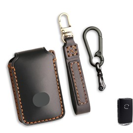 Genuine Leather Key Fob Cover, Fit for Mazda 3, 6, 3 Hatchback, CX-5, CX-9, CX-12, CX-30, CX-50, MX-5, for Miata 2019-2025~, with Leather Keychain and Zinc Alloy Buckle, Black