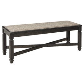 Signature Design by Ashley Tyler Creek Modern Farmhouse Upholstered Dining Room Bench, Antique Black Finish