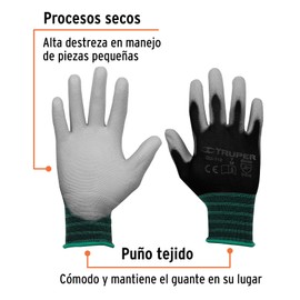 Truper GU-112, Guantes de nylon recubiertos de poliuretano, medianos