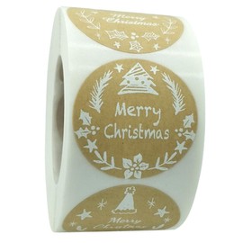 NUOBESTY 1 Christmas Stickers Christmas Sealing Labels Christmas Round Labels Candy Stickers Christmas Cookie Bag Sticker Round Sealing Sticker Xmas Sticker Candy Bag Box Kraft Paper