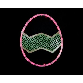 IMPACT 16.5" Lighted Pink with Green Chevron Stipe Easter Egg Window Silhouette Decoration