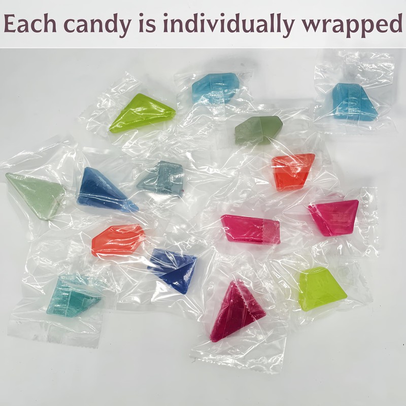 Rainbow Edible Gem Candies 8.8oz - Irregular Shaped Crispy Crystal