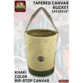 Graintex CB2414 Utility Tapered Canvas Bucket 12"X10"X15", Khaki