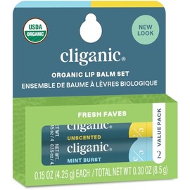 Cliganic Bálsamo labial orgánico, paquete de 2 - Fresh Faves