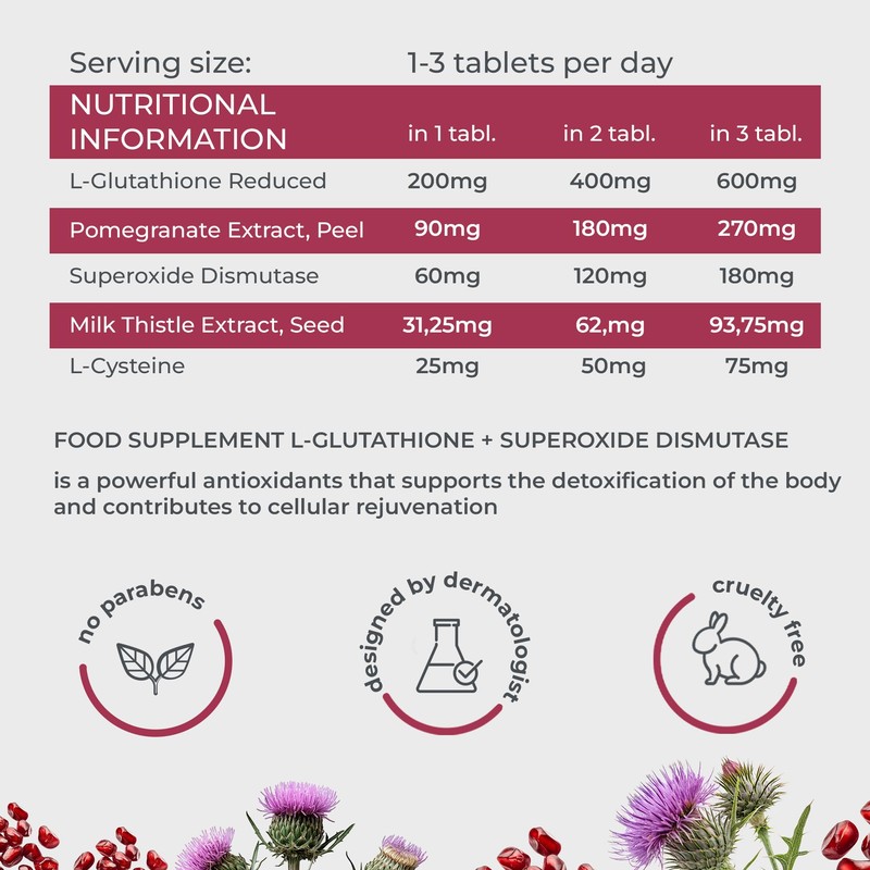 L-Glutathione + Superoxide Dismutase Tablets – Glutathione Capsules Antioxidant Complex