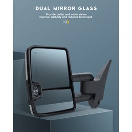 OCPTY Towing Mirrors Power Heated Left Driver Right Passenger Side Tow Mirrors Fit For 2008-2013 For Chevy Silverado For Gmc Sierra All Models With Led Turn Signal Running Light With Chrome