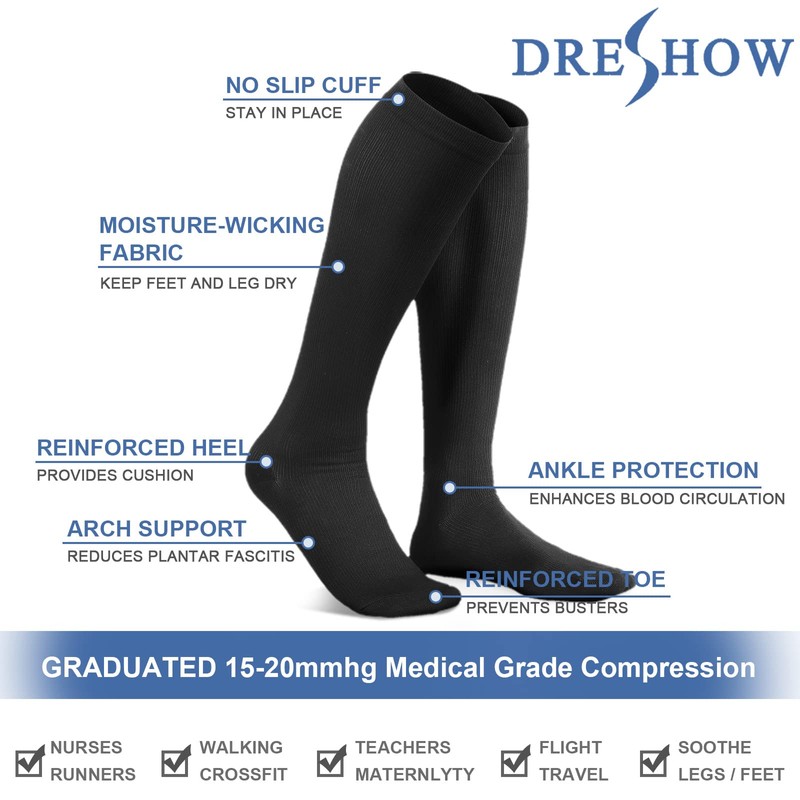 DRESHOW Compression Socks for Men and Women, Compression Socks for