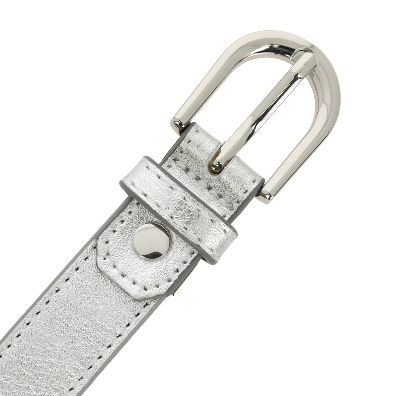 FASHIONGEN - LUNA Women's Italian Leather Belt, silver