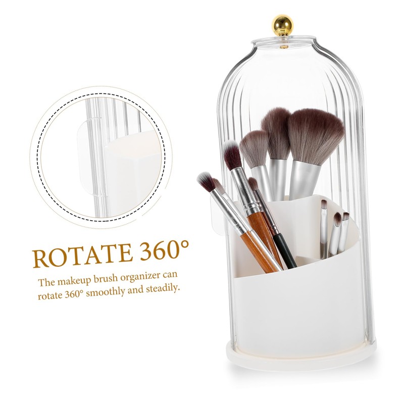 Ciieeo Rotating Makeup Brush Holder Cover Cosmetic Organizer for Vanity