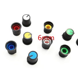100pcs 6mm Shaft Ribbed Grip Potentiometer Control Volume Knob Potentiometer Knobs