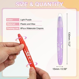 PATIKIL Watercolor Gel Crayon, 6Pcs Washable Twist Crayons for Coloring, Drawing, Painting, Light Purple (5.2x0.59)