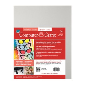Grafix Computer Adhesive Backed 8.5 x 11” Matte, Pack of 50 – Self-Stick Printable Film for Creating Custom Journals, Stickers, Photos, Jewelry and More, Ink Jet Printers Only, 8.5" x 11", 50 Count