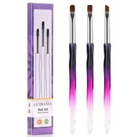 GEMSANVA Nail Art Clean Up Brushes,3PCS Nail Brush For Cleaning Polish Mistakes on the Cuticles,Flat/Oval/Fine Angled Gel Nail Brushes For Nail Art Design Painting and DIY Tools (BLACK PURPLE)