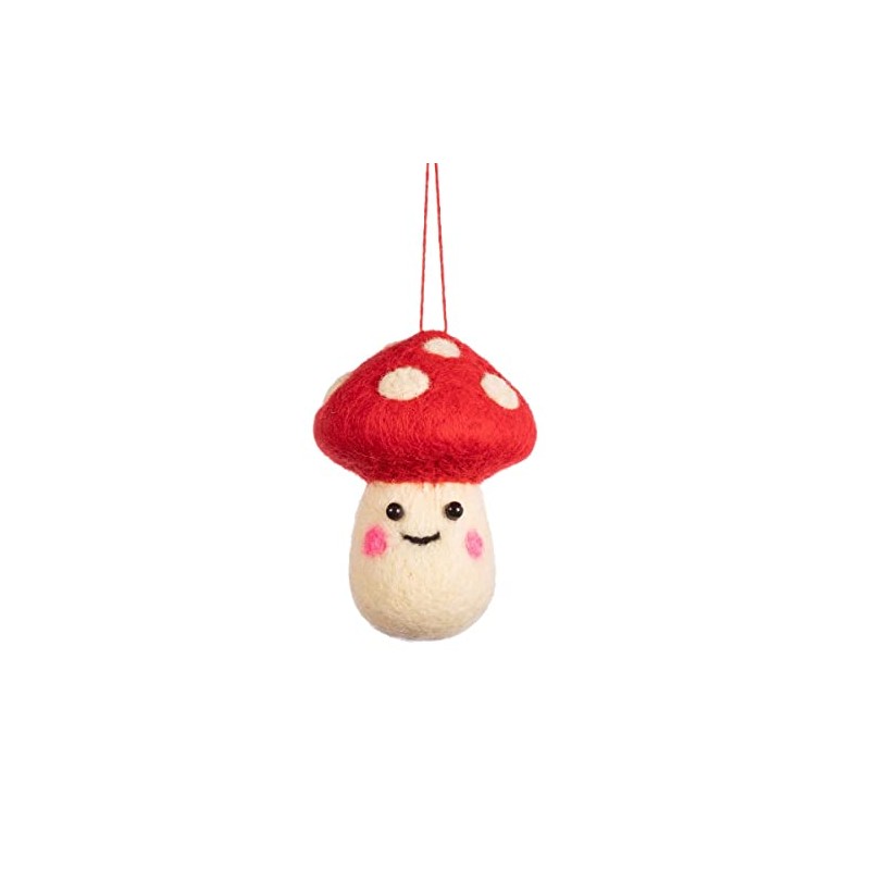 Sass & Belle Smiley Hanging Felt Mushroom