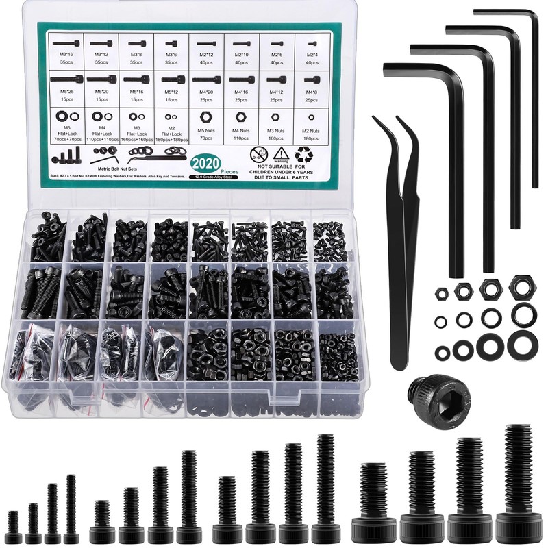 2024 Pcs Metric Screw Assortment, Bolts and Nuts Assortment Metric
