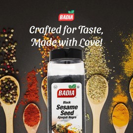 Badia Black Sesame Seed, 16 oz – Whole Black Sesame Seeds for Cooking, Baking & Garnishing – Rich, Nutty & Crunchy Flavor