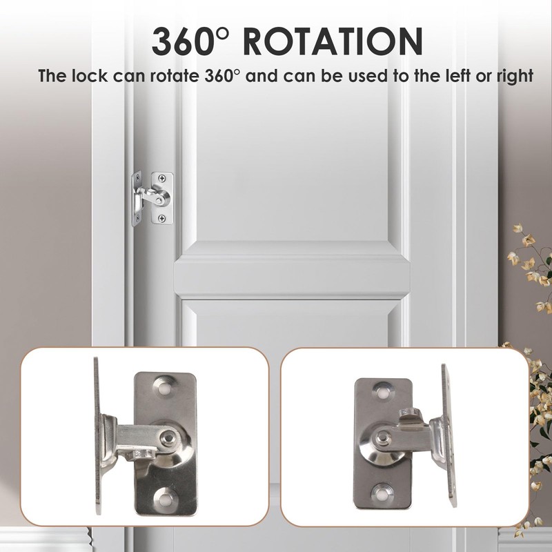 90 Degree Right Angle Door Lock Hasp Latch - Stainless