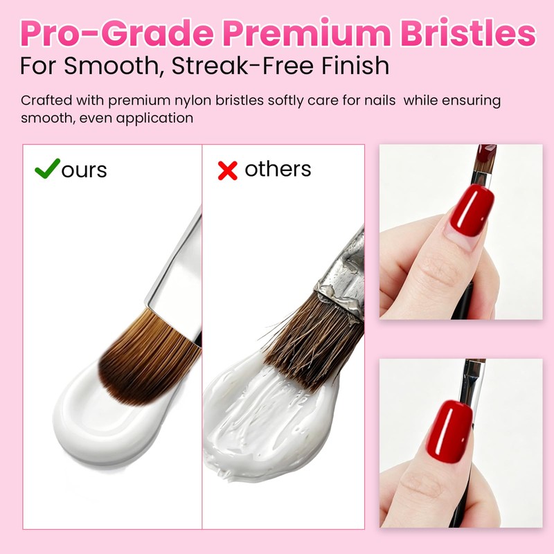 BQAN UV Gel Nail Brush Oval Short 2Pcs for French