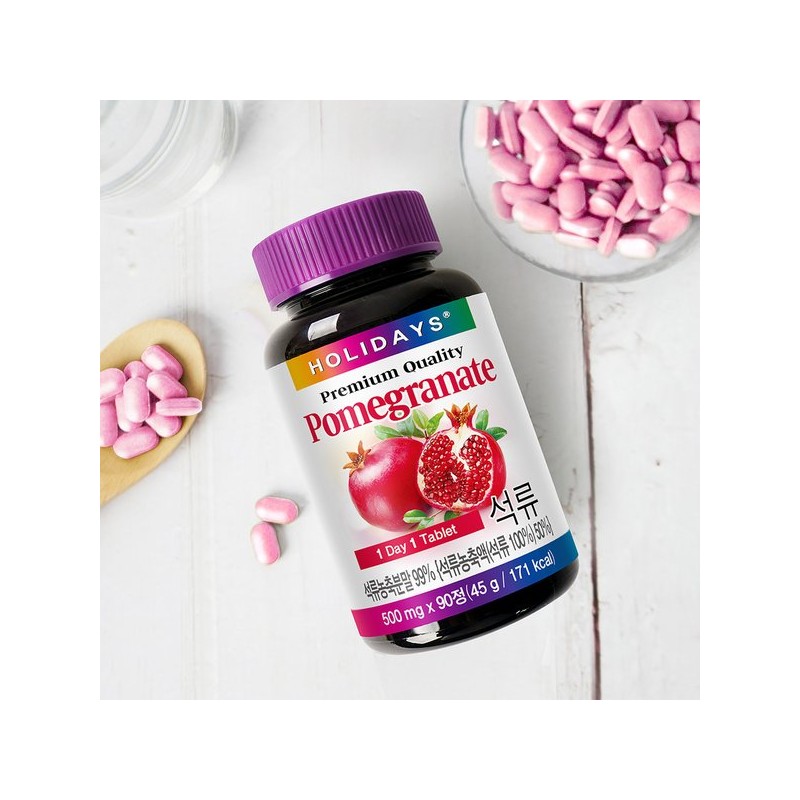 Holidays 홀리데이즈 석류 90정 4병 총12개월분 Holidays Pomegranate 90 Capsules