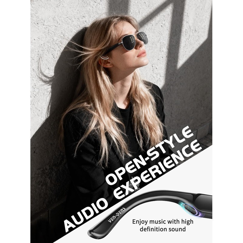 VEN-DENS Smart Bluetooth Music Sunglasses with Built-in Speakers & Mic,