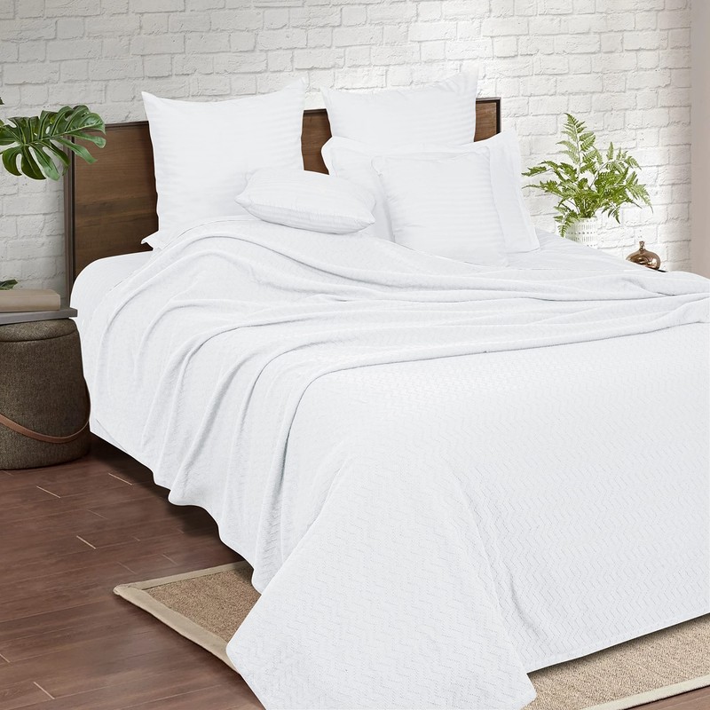 BELIZZI HOME 100% Cotton Bed Blanket, Breathable Thermal Blanket Twin