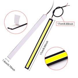 YnGia 2PCS COB LED Daytime Running Light Car DRL Strip Light 17cm White COB Daylight Strip LED Driving Fog Lamp 12V