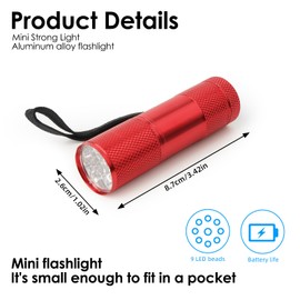 Lhdfyqt Pack of 5 Mini LED Torches, Aluminium Torch Children with 9 LEDs, Aluminium Small Hand Lamp, Waterproof Torch Small for Emergency, Outdoor, Camping, Party Bags, Children's Birthday Parties