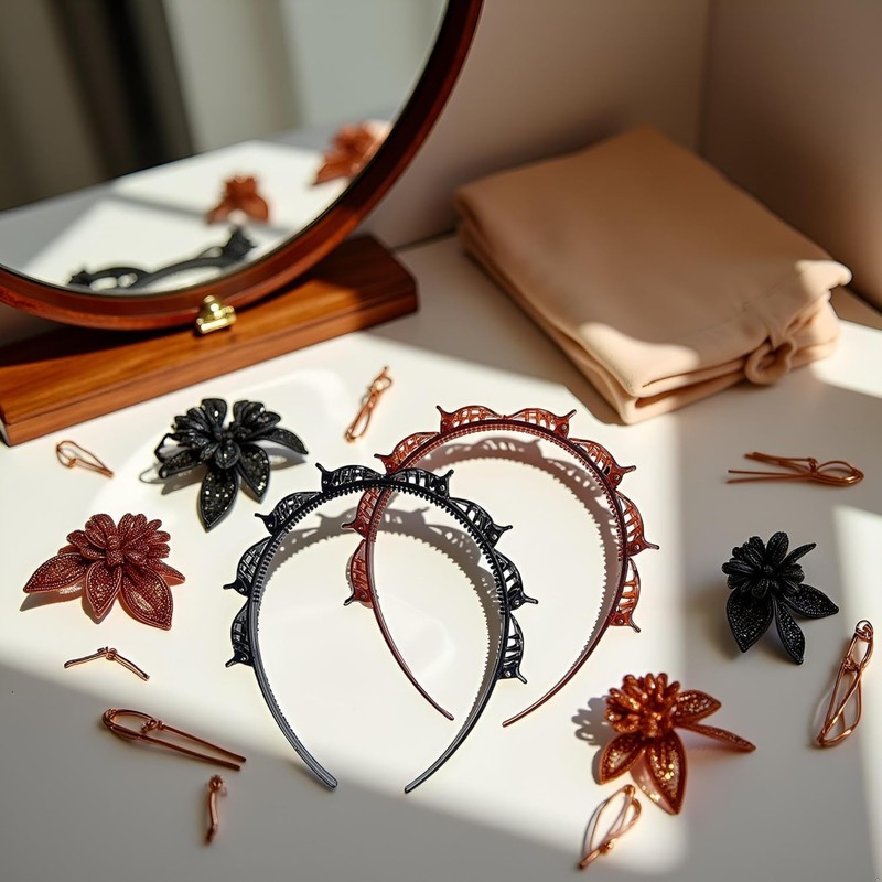 2Pcs Headband With Clips, Bangs Hairstyle Hair Clip Headband, Professional