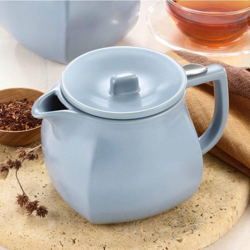 Tea Forte Fiore Ceramic Teapot with Infuser and Lid, Stone