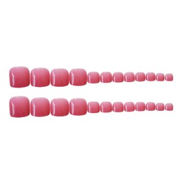 Cubahop 24pcs French Square Glitter Powder Fake ToeNails Nude False Toenails Glossy Pink White Toe Nail Tips for Women and Girls (Red 1)