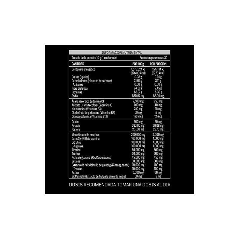 ELEMENTAL Pre Entreno con Creatina 300g Cafeína Nautral Ponche Frutas