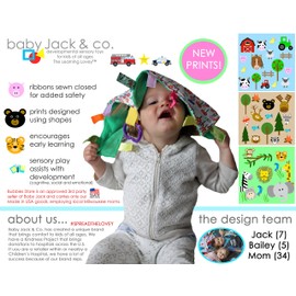 Baby Sensory, Security & Teething Closed Ribbon Tag Lovey Blanket with Minky Dot Fabric: 14”X18” (Firefighter)