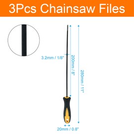 Cjueiom Chainsaw File 3.2mm Round Sharpening Files with Plastic Handle Chainsaw Sharpening Files for Chainsaw Sharpening Pack of 3