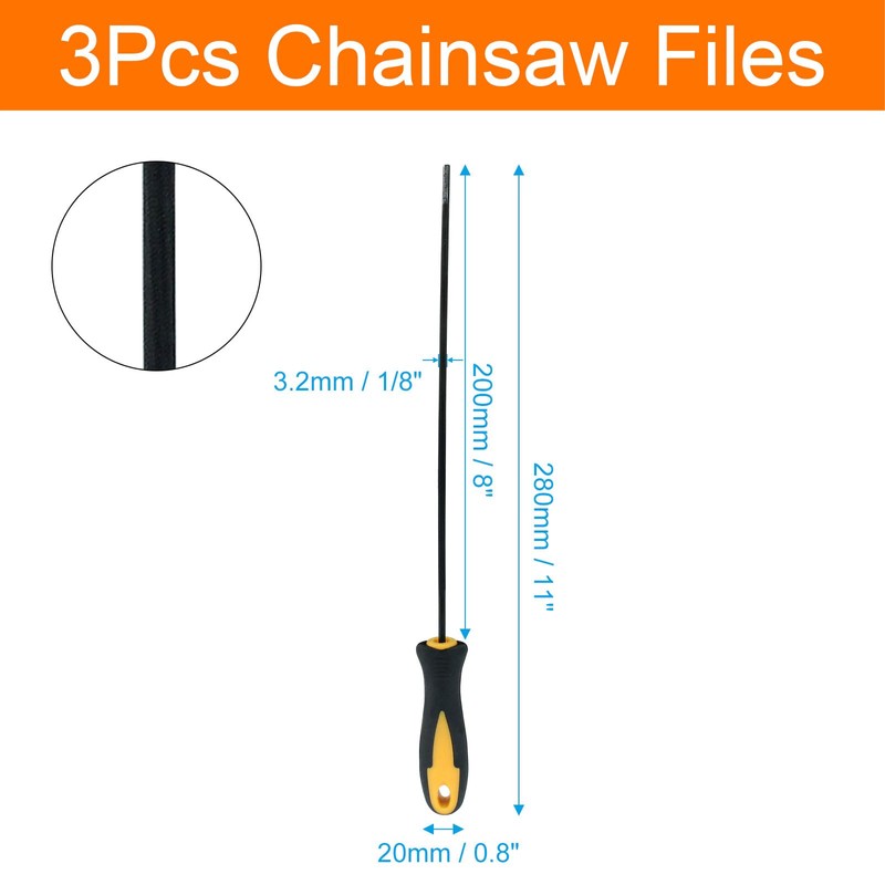 Cjueiom Chainsaw File 3.2mm Round Sharpening Files with Plastic Handle