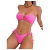 GORGLITTER Women's Bandeau Bikini Sets Strapless Bikini Top Thong High