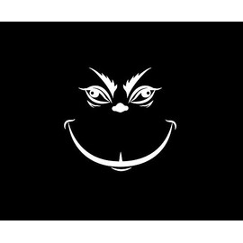 Smiling Face Grinchy Smirk NOK Decal Vinyl Sticker |Cars Trucks Vans Walls Laptop|White|4.5 x 4.2 in|NOK1252