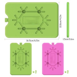 Ice Pack with 200 ml Each, Pack of 2 Ice Packs for Cool Bag, Reusable Flat Ice Packs, 12 Hours Long Ice Pack, Cool Bag, Cool Box, Ice Box, Thin, Extra Flat Cool Carry Bag for On the Go (Green + Red)