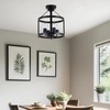 Black Flush Mount Ceiling Light Fixture, 4-Light Farmhouse Semi Flush