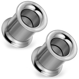 Ocptiy 0G Astm F136 Titanium Gauges Tunnels Plugs Earrings for Ears Stretching Kit 0 Gauge Implant Grade Double Flare Screw Fit Tunnels Plugs Hollow Gauges Size 8mm Piercing Women Men 5/16 inch