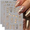 Golden Heart Nail Stickers for Nail Art 3D Bronzing Heart