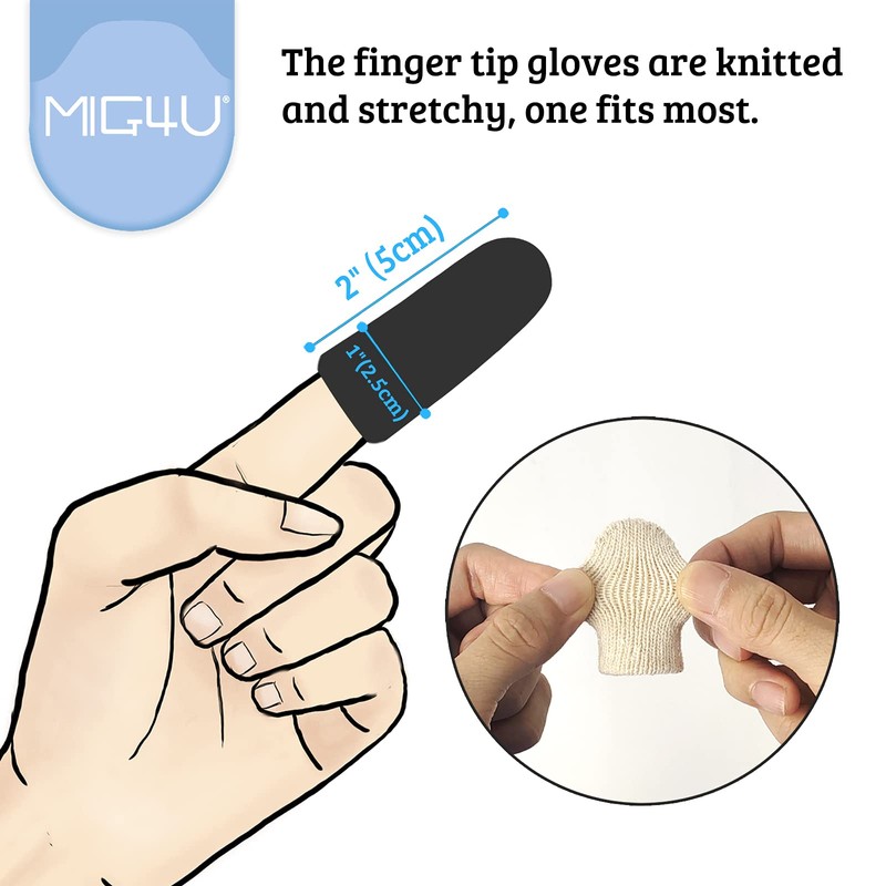 MIG4U 5 Pcs Cotton Finger Cots, Reusable Finger Protectors for