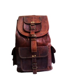 18" Leather Backpack Travel rucksack knapsack daypack Bag for men women