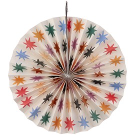 Folat 26866 Decoration White with Colourful Stars Decoration Fan Set Starburst 3 Pieces Cheerful and Colourful for Children and Adults Birthday Multicoloured