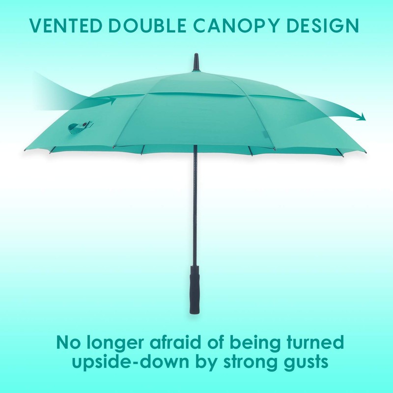 RUMBRELLA Golf Umbrella Windproof Double Canopy UV Umbrella UPF 50+